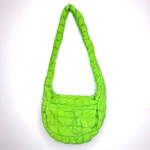 URBAN OUTFITTERS Max Puffer Quilted Nylon Sling Half Moon Crossbody Bag Green